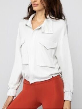 Yogalicious White Button-Front Utility Shirt